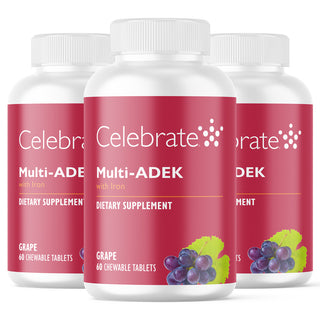 Witamina Multi-ADEK z 60 mg Żelazo, Do żucia, Grape