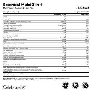 Essential Multi 3 в 1 Мультивитамины с кальцием, смесь для напитков