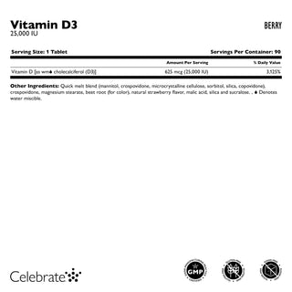 Witamina D3 625mcg (25.000 IU) Quick-Melt 